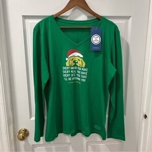 NWT Life is Good Crusher Green T Shirt Sz L “Every Snack You Make“ Long Sleeve